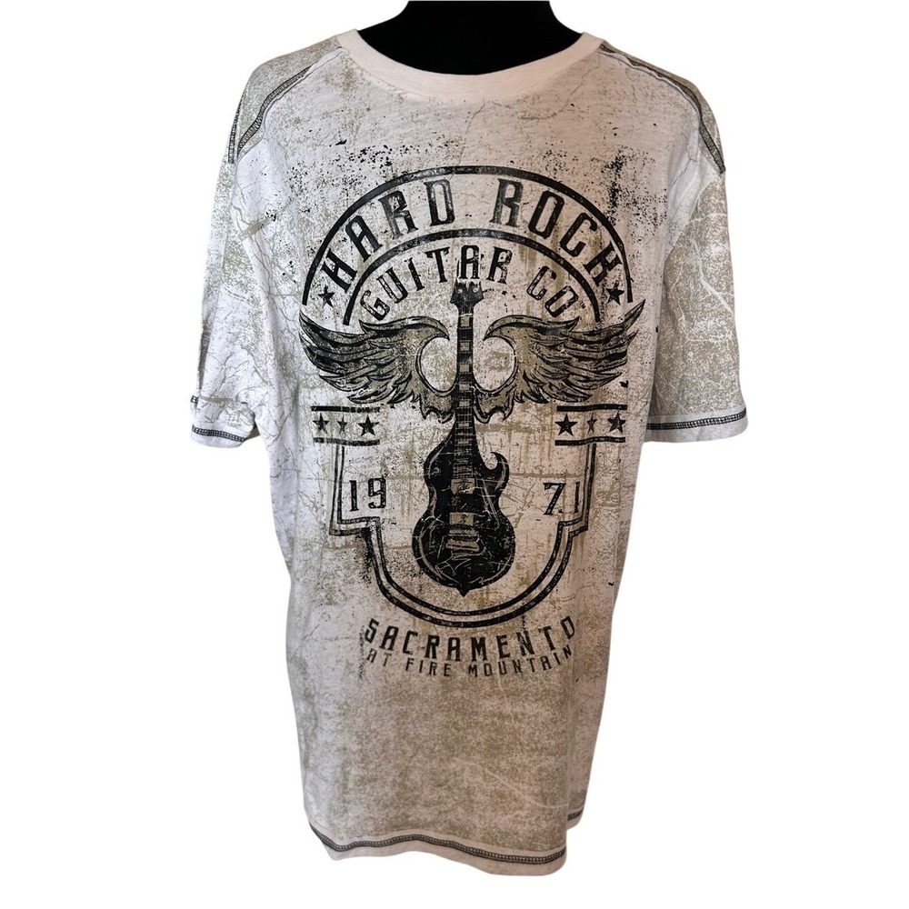 NWT Men's Hard Rock Guitar Company‎ White Acid Tee Shirt Size XXL